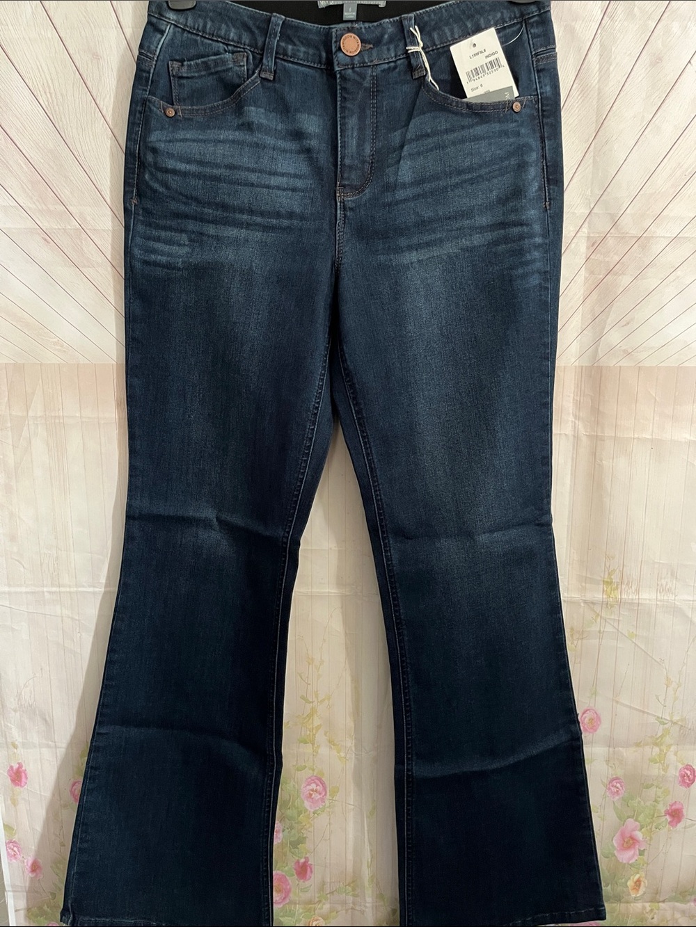 Dark Blue Women's Stretch Bootcut Jeans High Rise 6